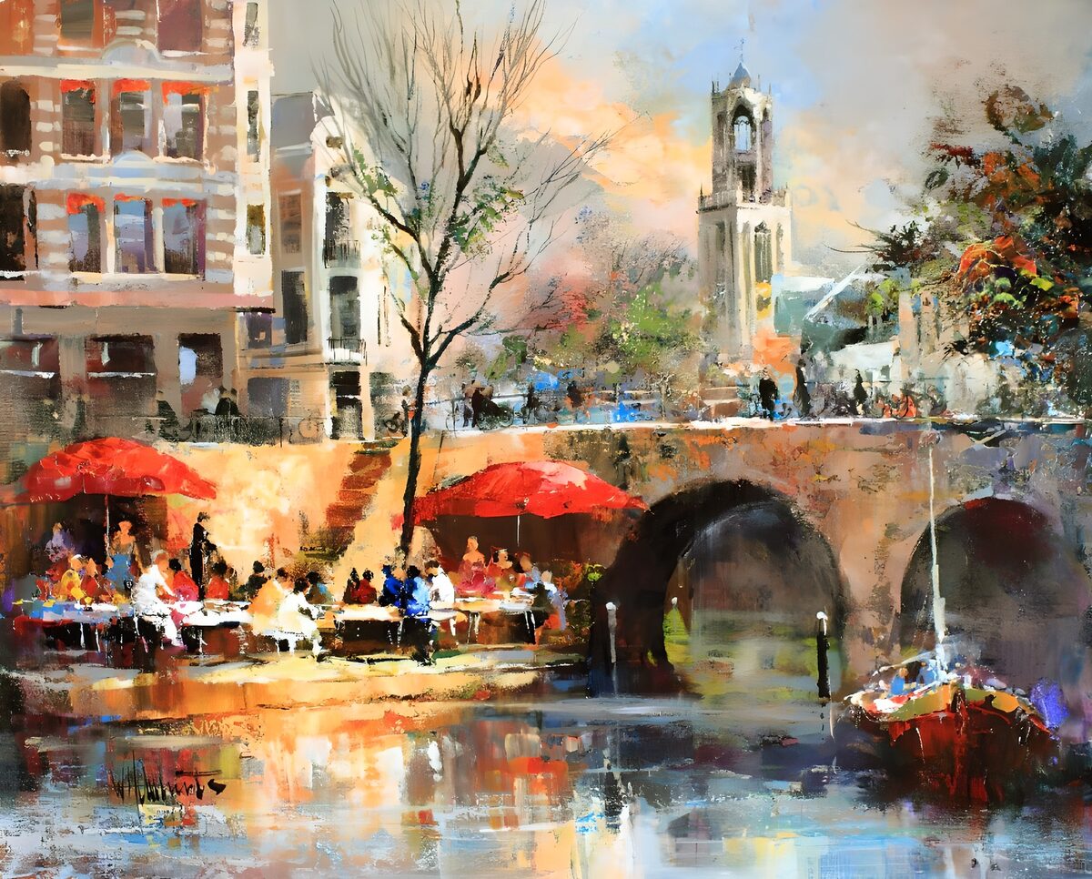 OCUK54364: Vibrant Canal Cafe Scene