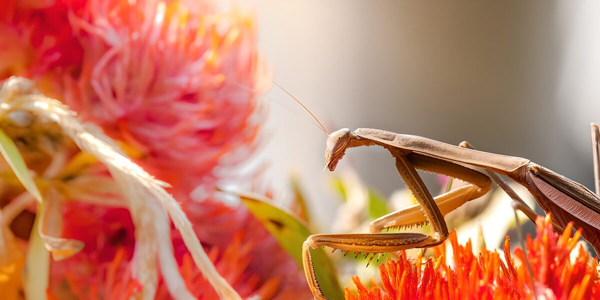 Praying Mantis Among Vibrant Blooms