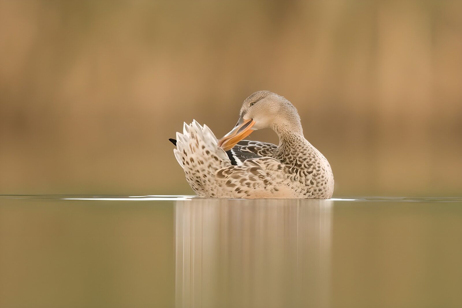 OCUK66095: Graceful Duck Preening in Still Water