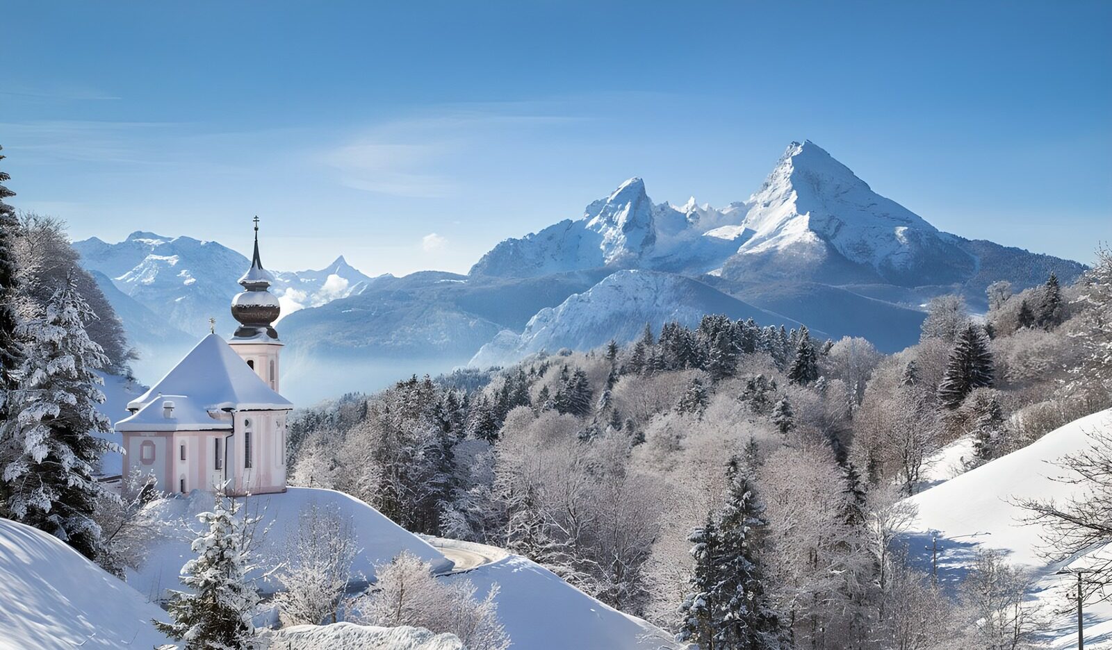 OCUK45946: Serene Winter Church in the Alps