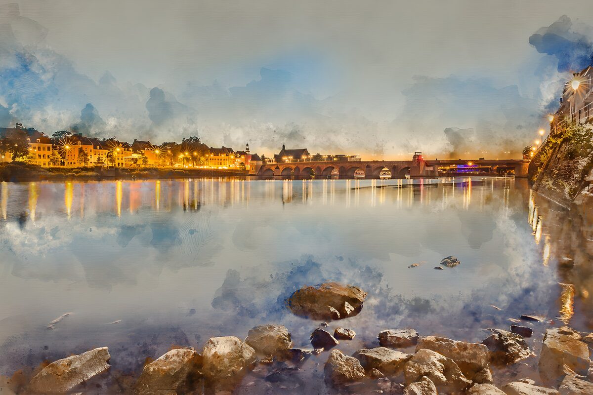 OCUK11328: Tranquil River Reflection at Dusk