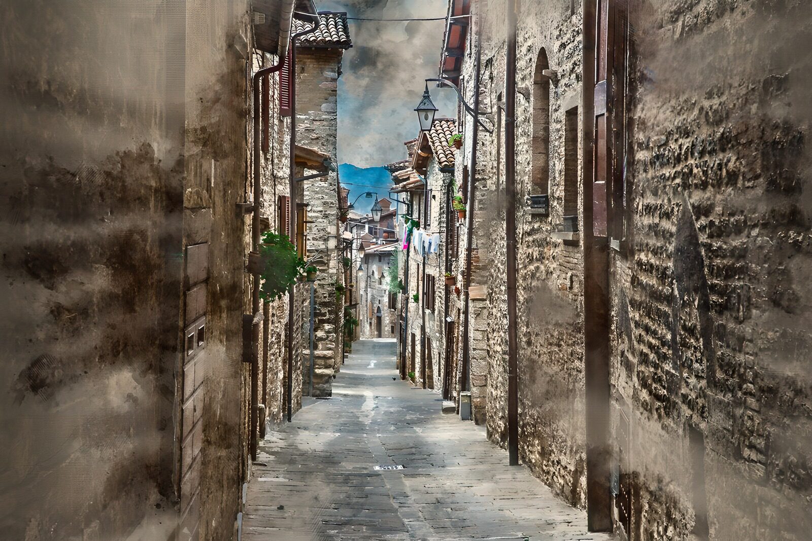 OCUK99939: Serene Stone Alleyway in Italy