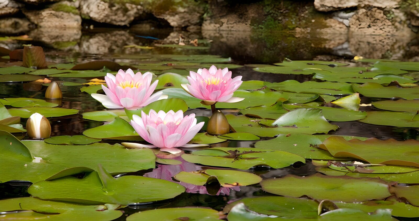 OCUK56629: Beautiful Water Lilies in Tranquil Pond