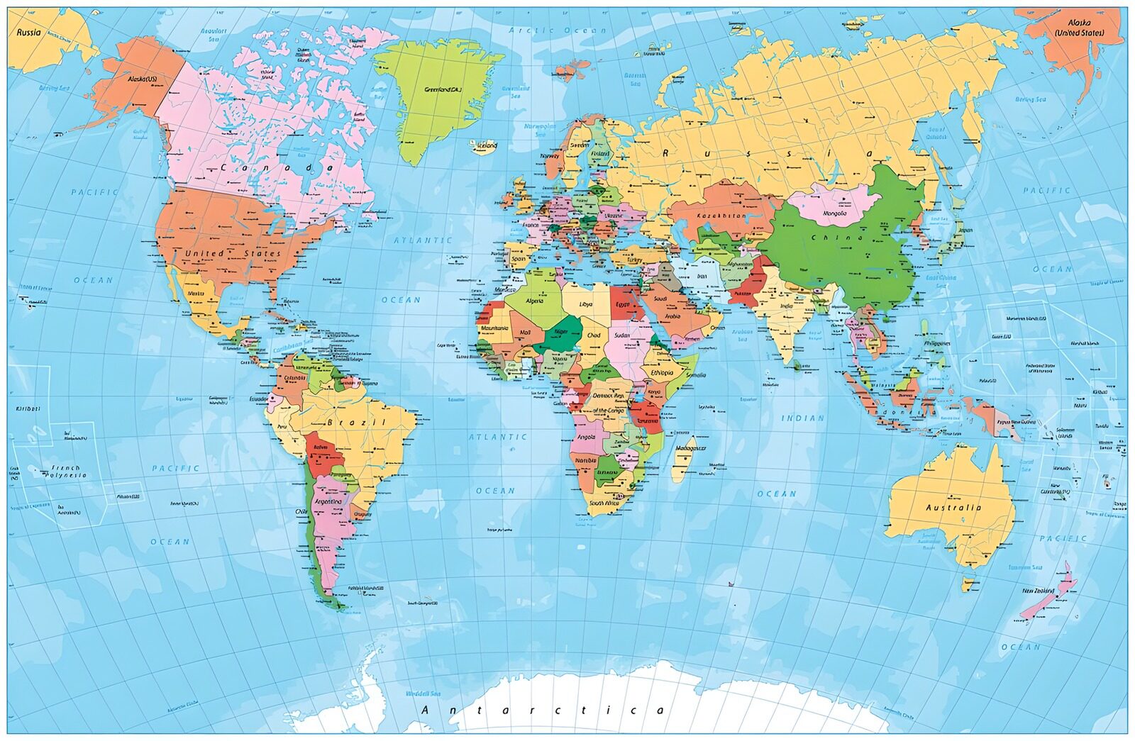 OCUK61348: Colorful World Map for Educational Use
