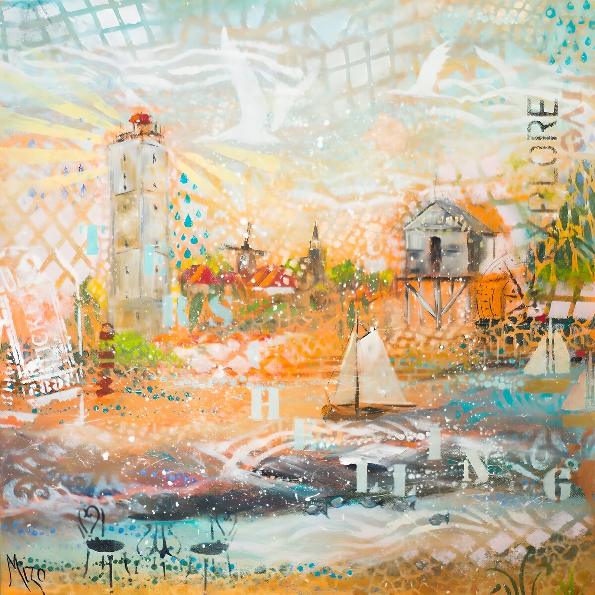 OCUK57705: Coastal Dreamscape with Sailboats
