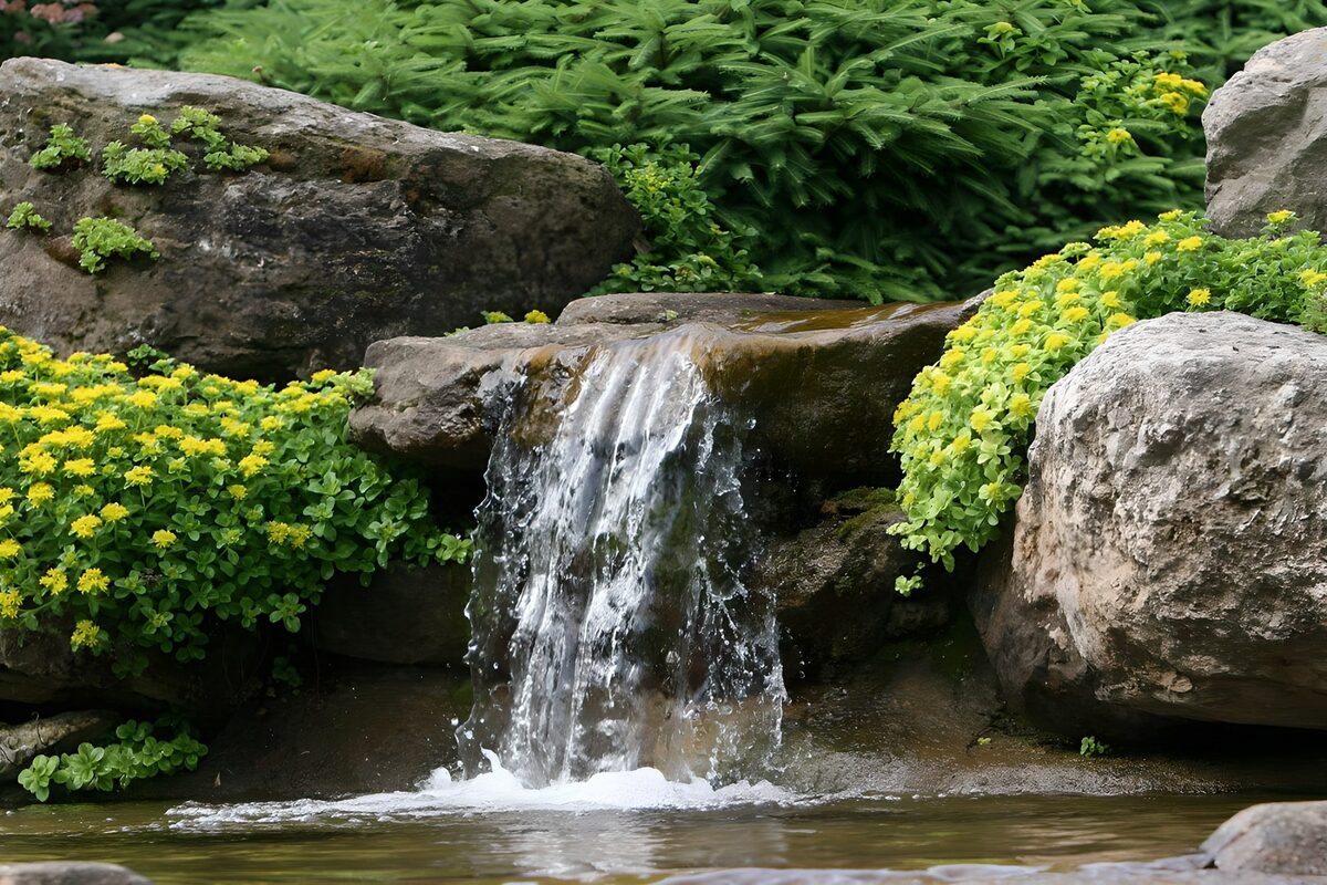 Serene Garden Waterfall