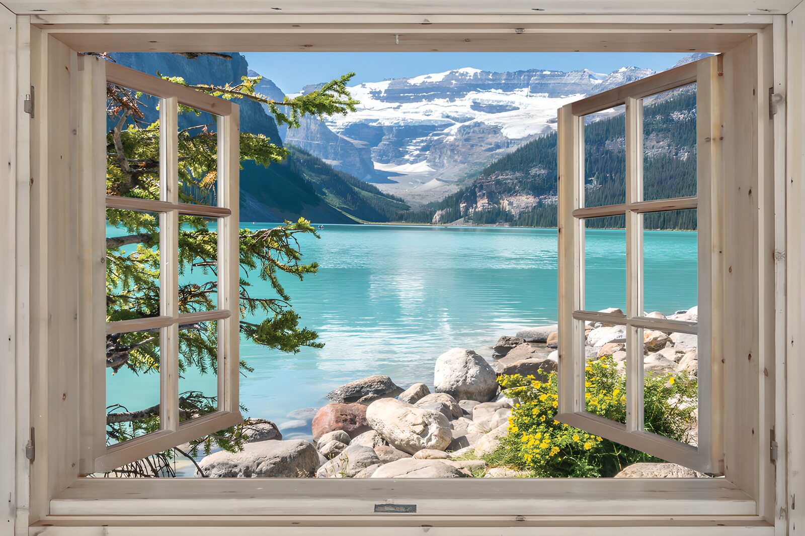 OCUK83227: Scenic View Through a Wooden Window
