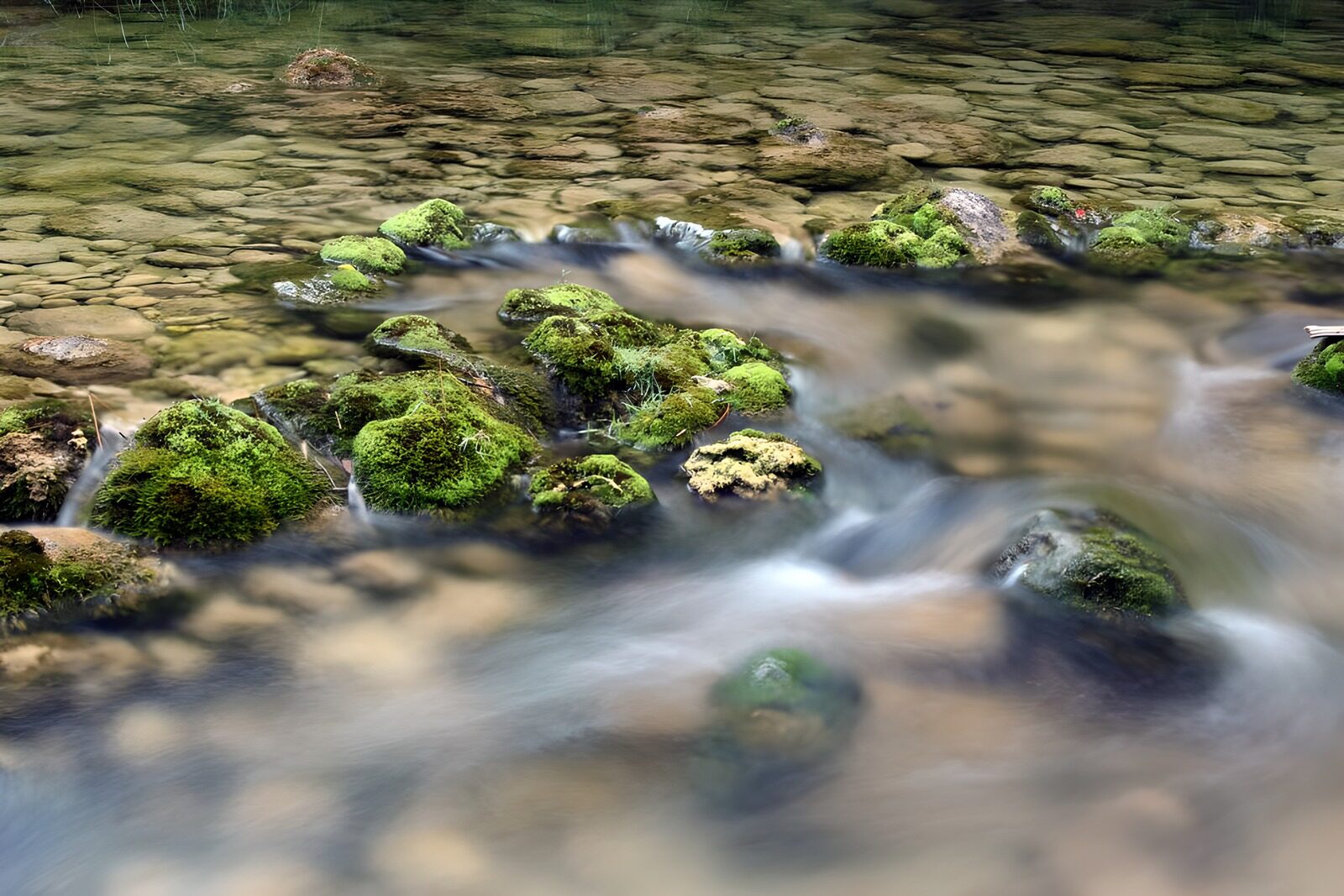 OCUK94407: Serene Stream Over Mossy Rocks