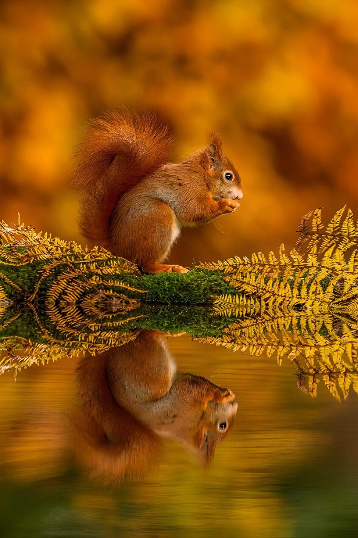 OCUK38536: Squirrel Reflected in Autumn's Glow