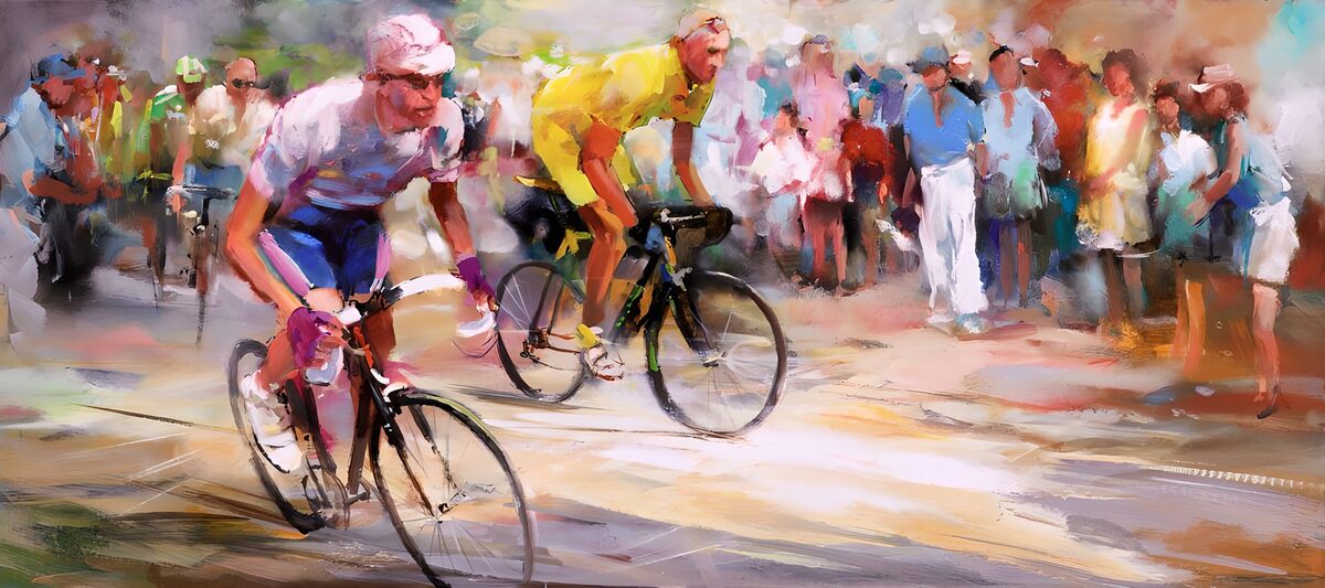 OCUK93827: Painted canvas . Cyclists