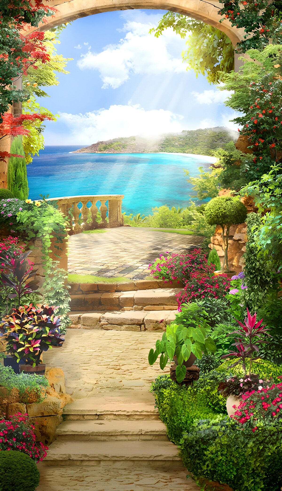 OCUK98260: Serene Coastal Garden View
