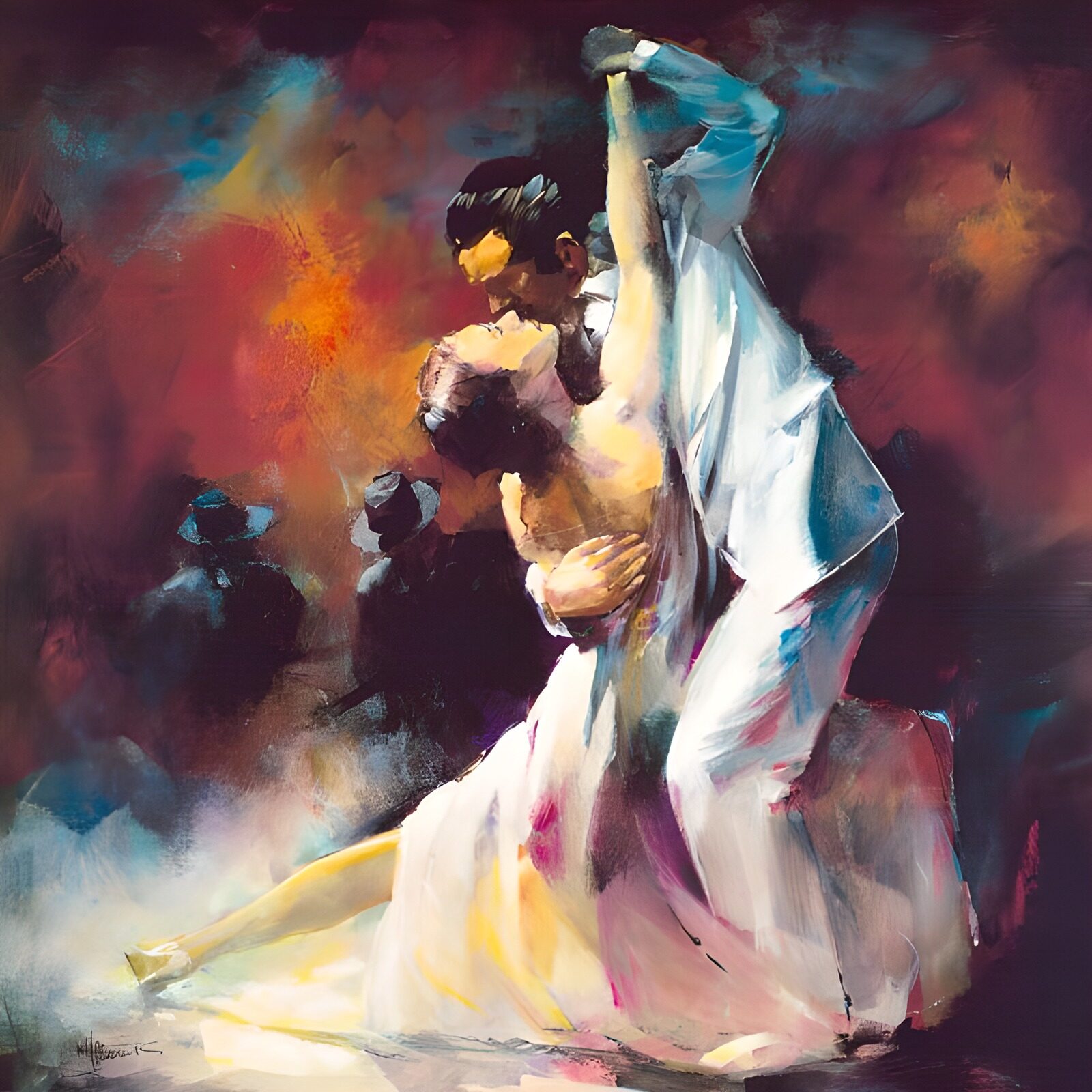 OCUK97835: Painteed canvas . Dancing couple