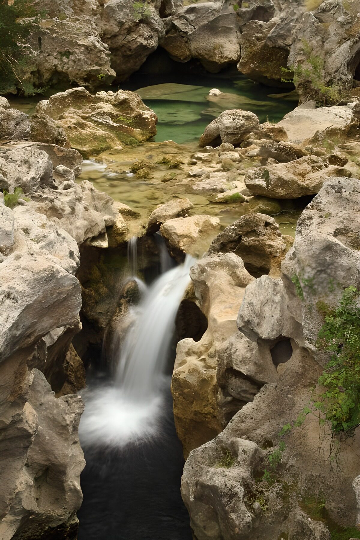 OCUK60629: Serene Waterfall Amidst Rocky Terrain