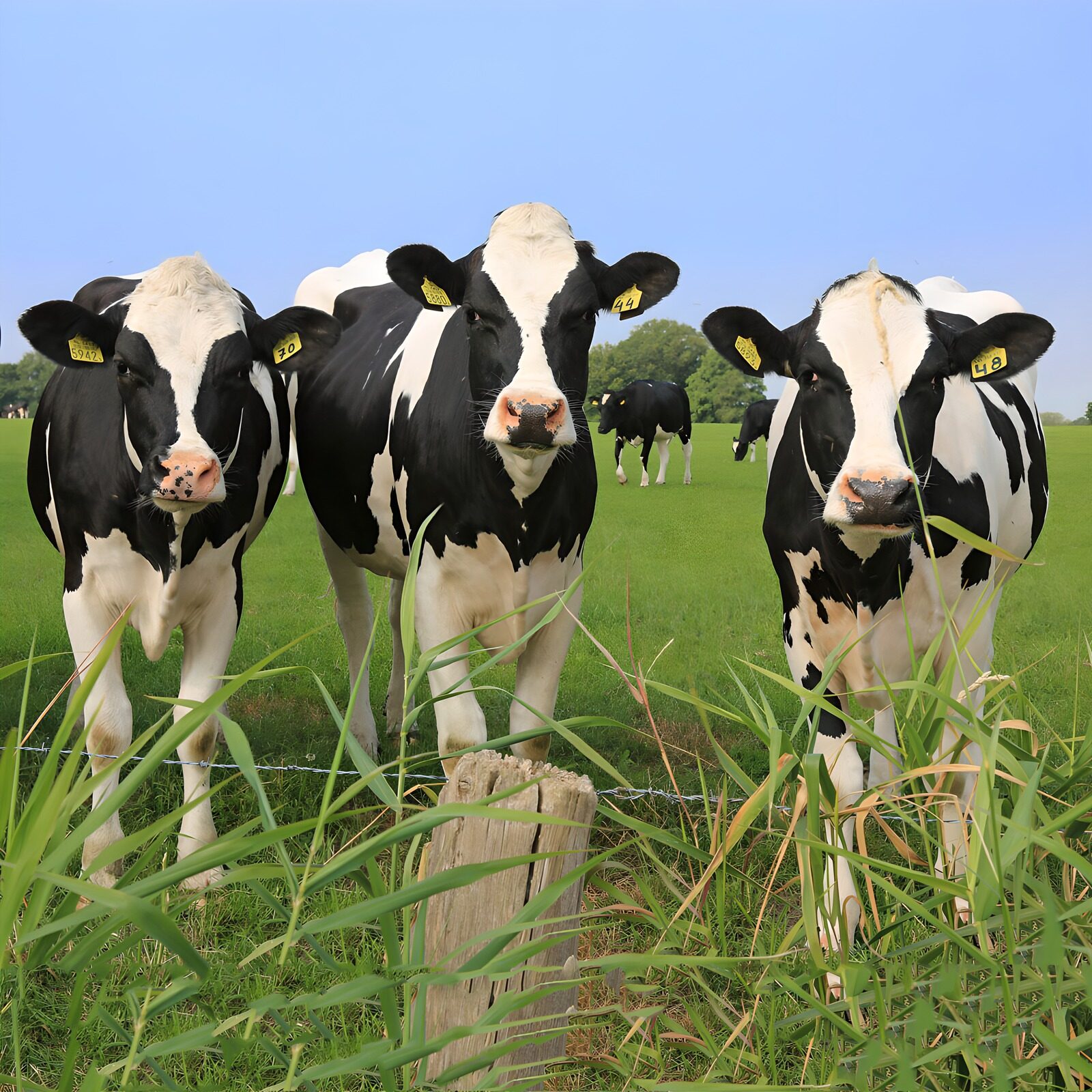 OCUK79195: Friendly Holsteins in a Sunny Pasture