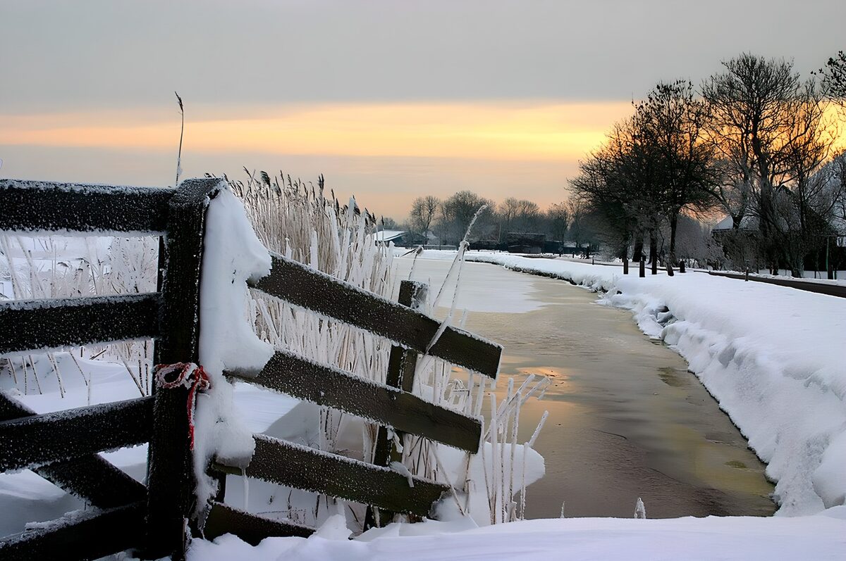 Frosty Winter Evening by the Water