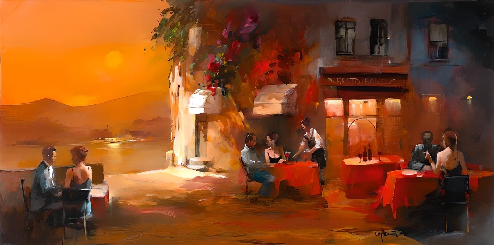 OCUK10505: Painted canvas Spanish restaurant with a romantic terrace version 1