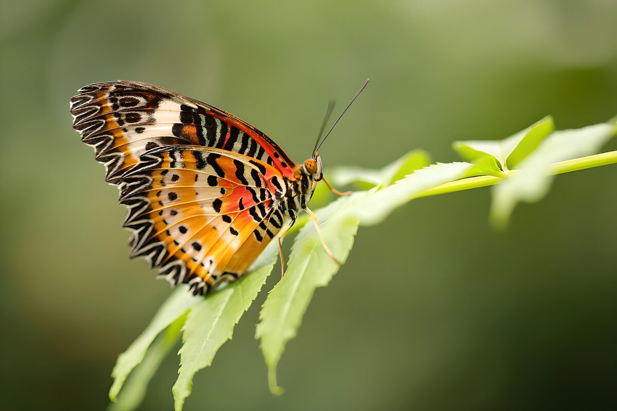 Colorful Butterfly on a Leaf