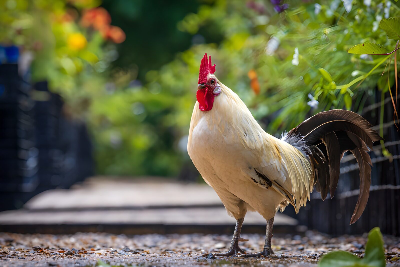 OCUK55972: Rooster Standing on a Garden Path