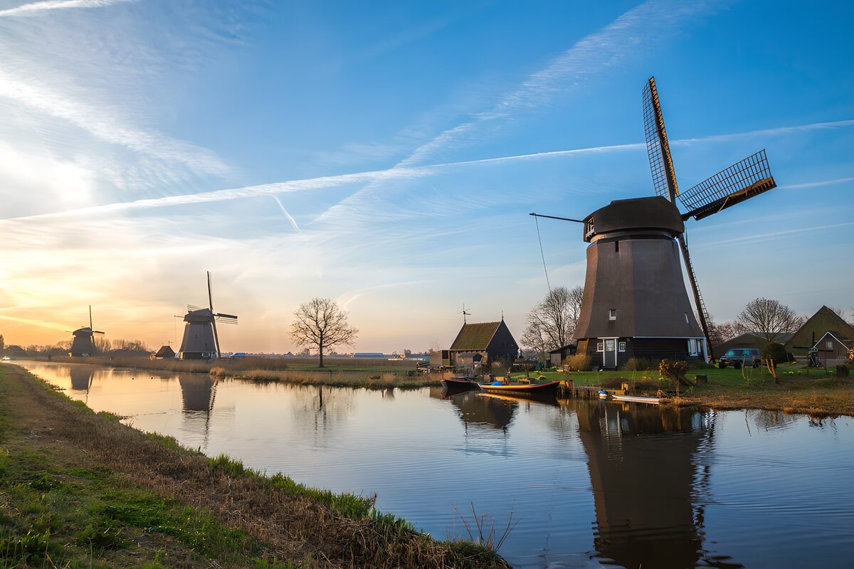 OCUK13964: Scenic Dutch Windmills at Sunset