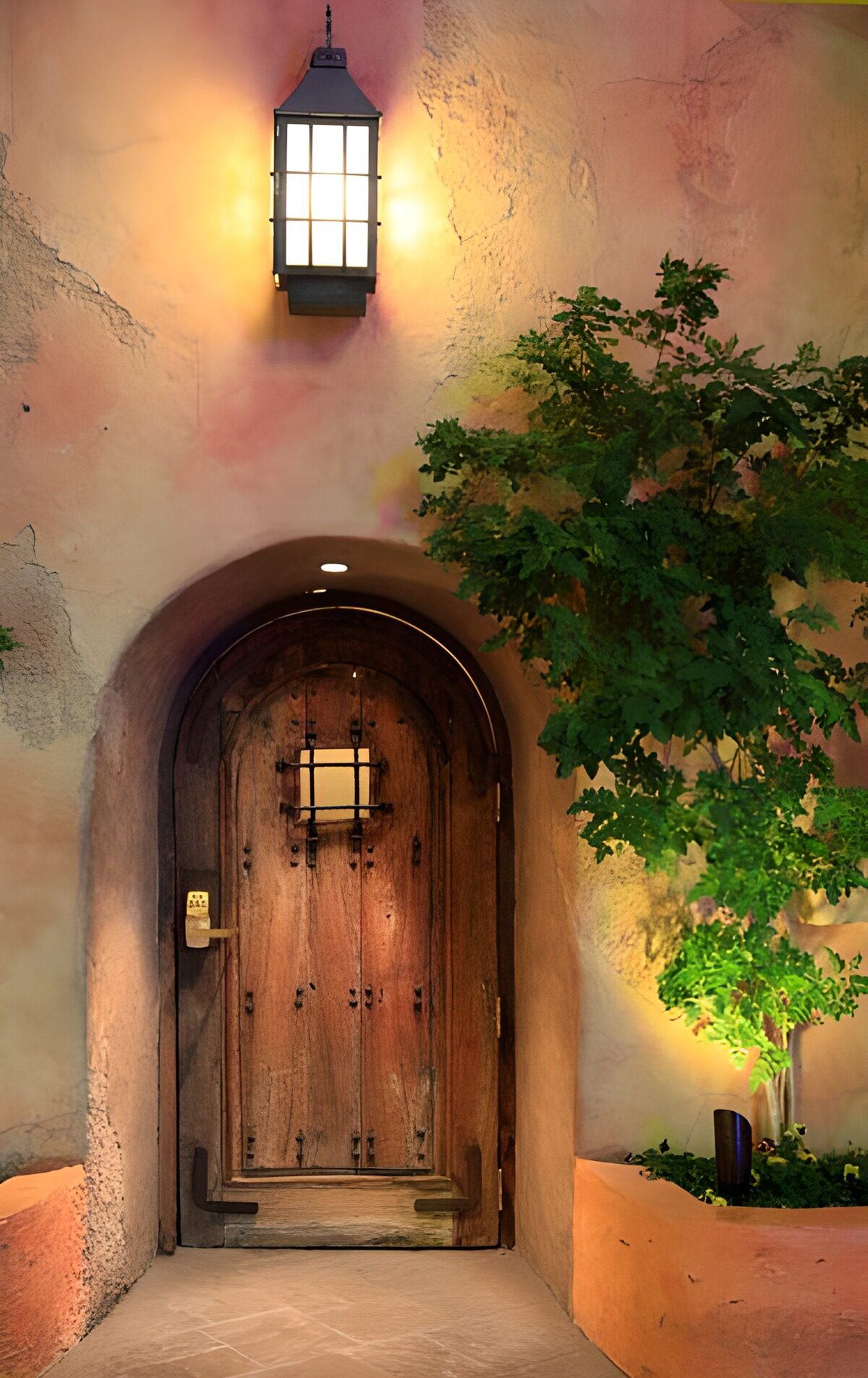 OCUK66817: Dreamy view with lantern and substantial door