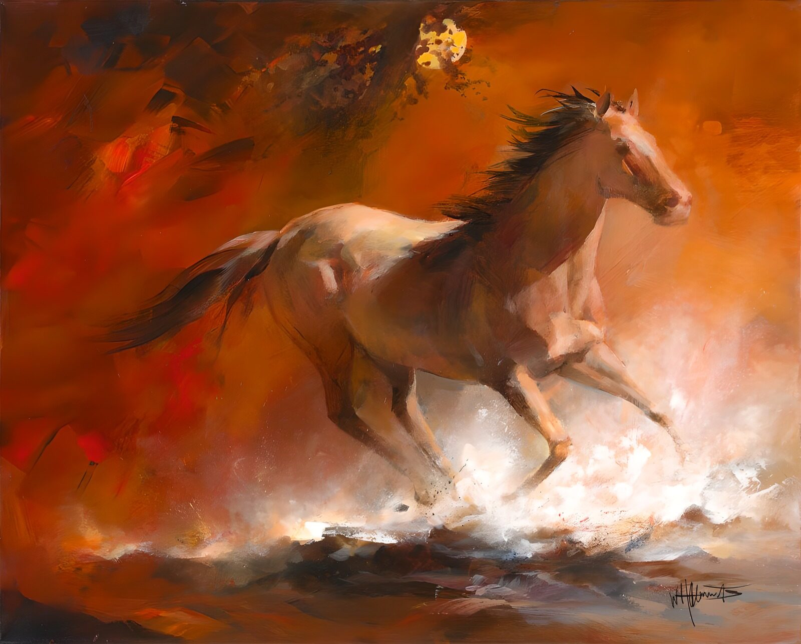 OCUK68765: Painted canvas Tiger Woods version 2 .Gallopping horse
