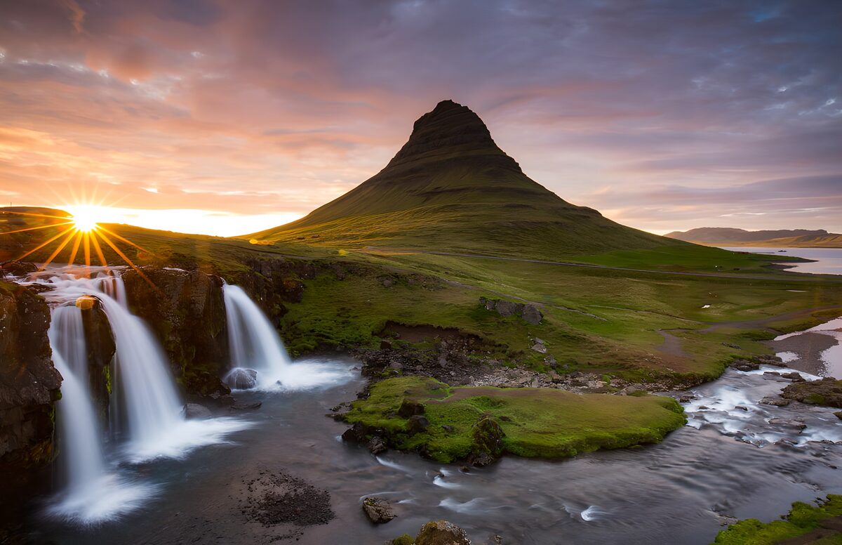 OCUK44306: Sunlit Serenity at Kirkjufell Mountain