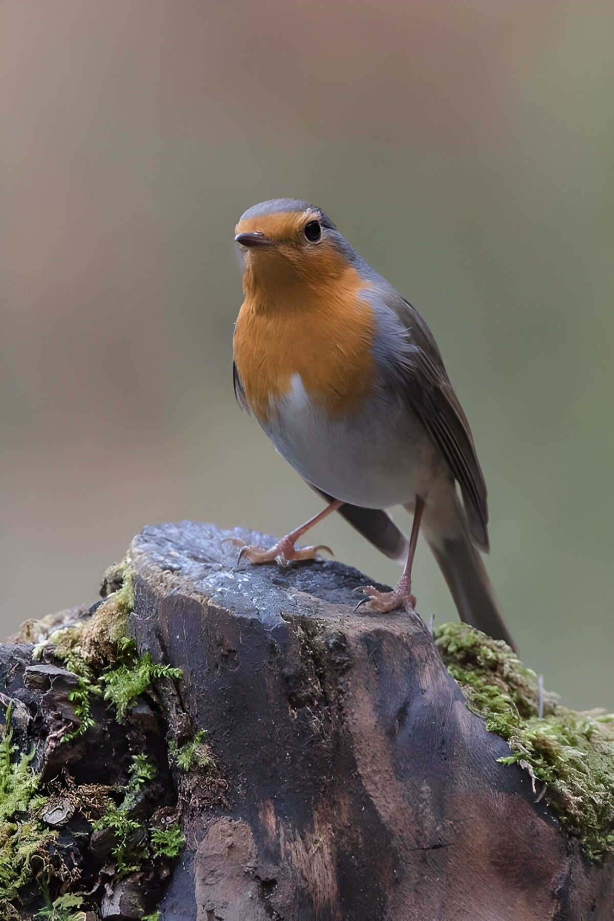 Charming European Robin Perched