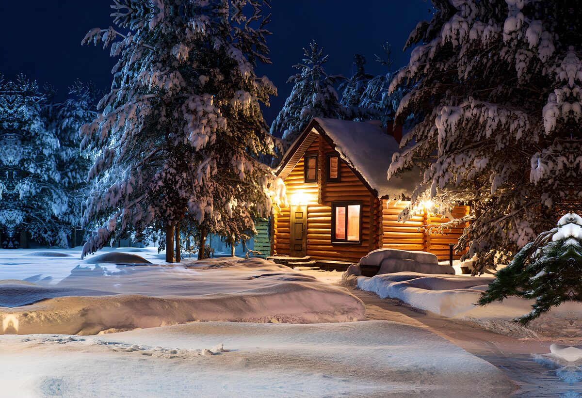 OCUK75845: Cozy Cabin in Winter Wonderland