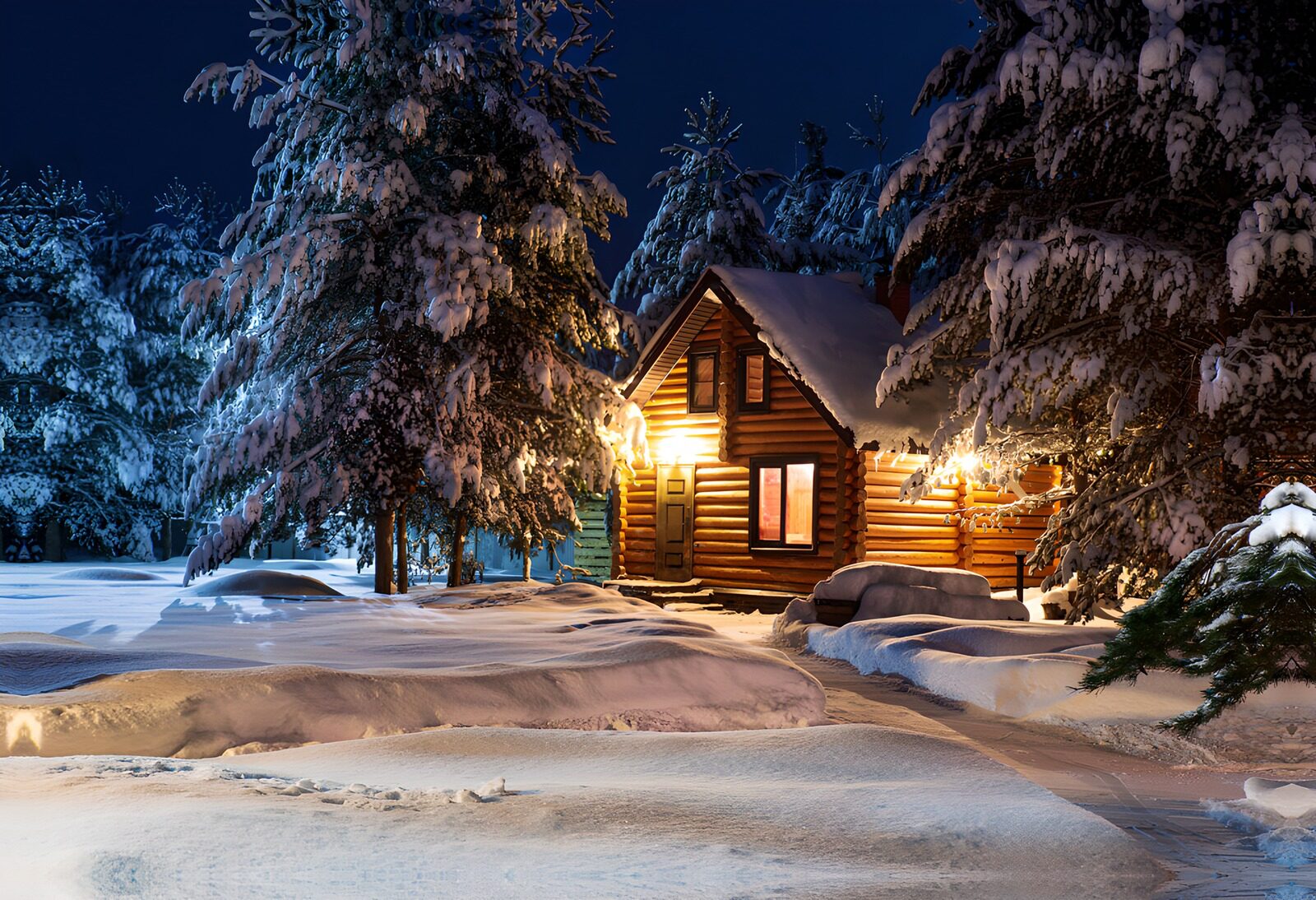 OCUK75845: Cozy Cabin in Winter Wonderland