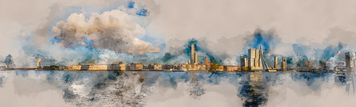 OCUK58687: Urban Serenity: A Watercolor Skyline