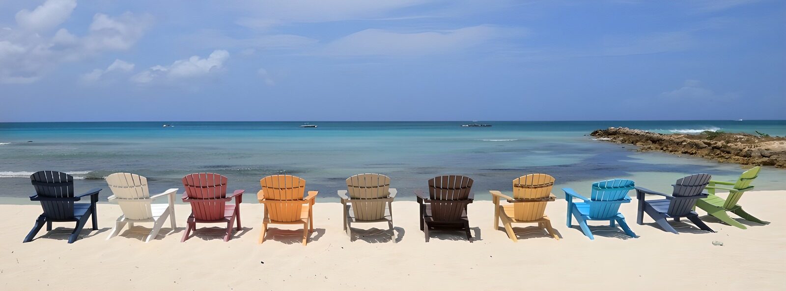 OCUK68420: Colorful Beach Chairs by the Sea