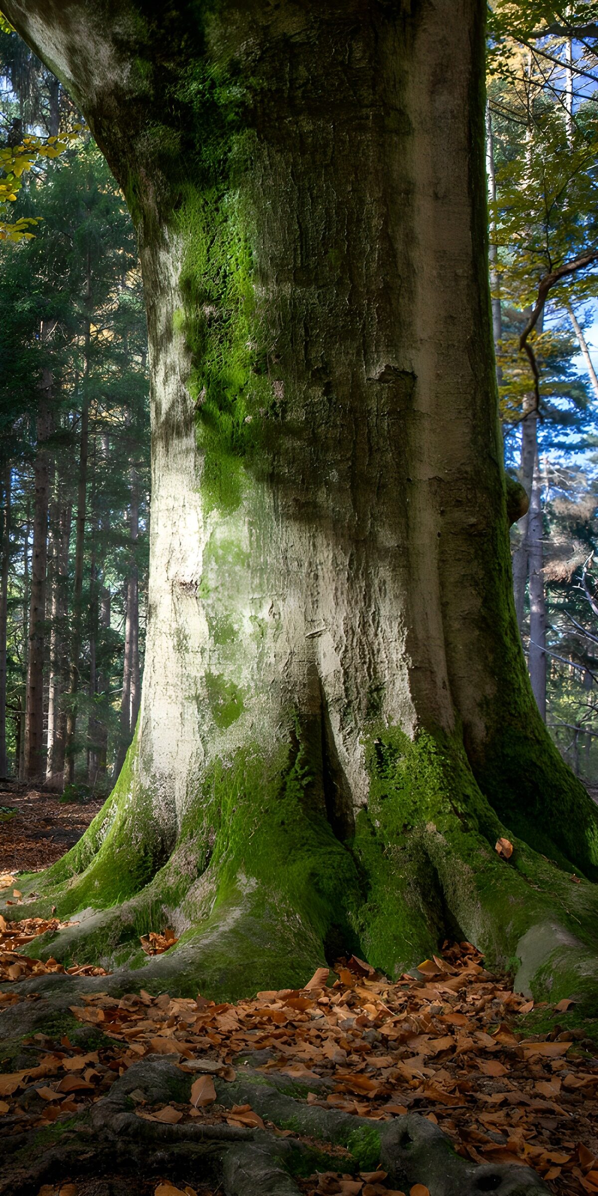 OCUK50296: Majestic Tree Trunk in Autumn Forest