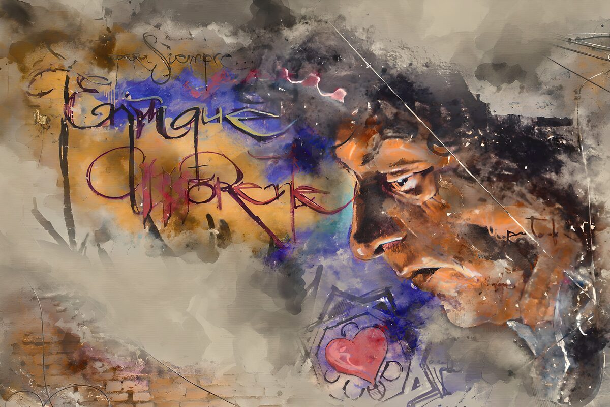 OCUK34860: Enigmatic Portrait with Colorful Graffiti