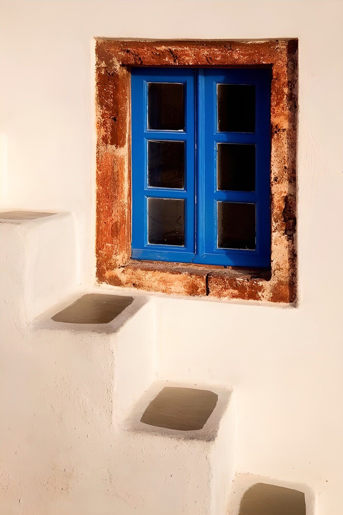 OCUK90495: Charming Blue Window on White Wall