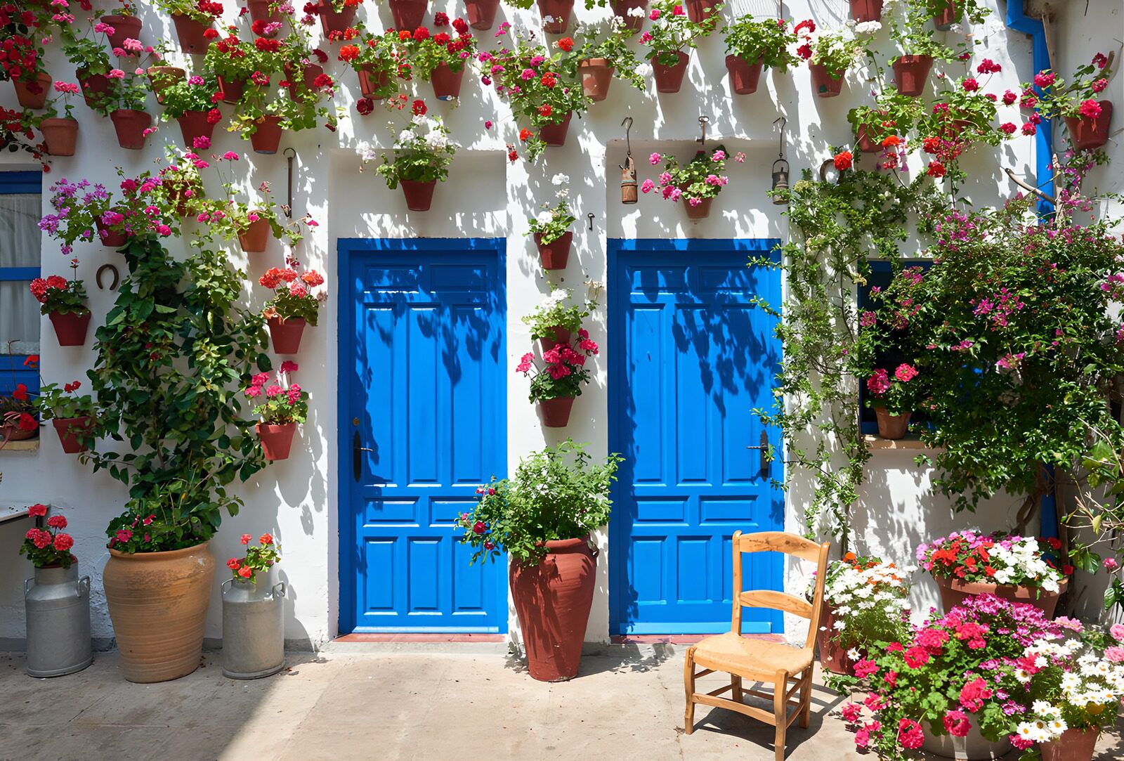 OCUK12225: Charming Blue Doors and Flower Blooms
