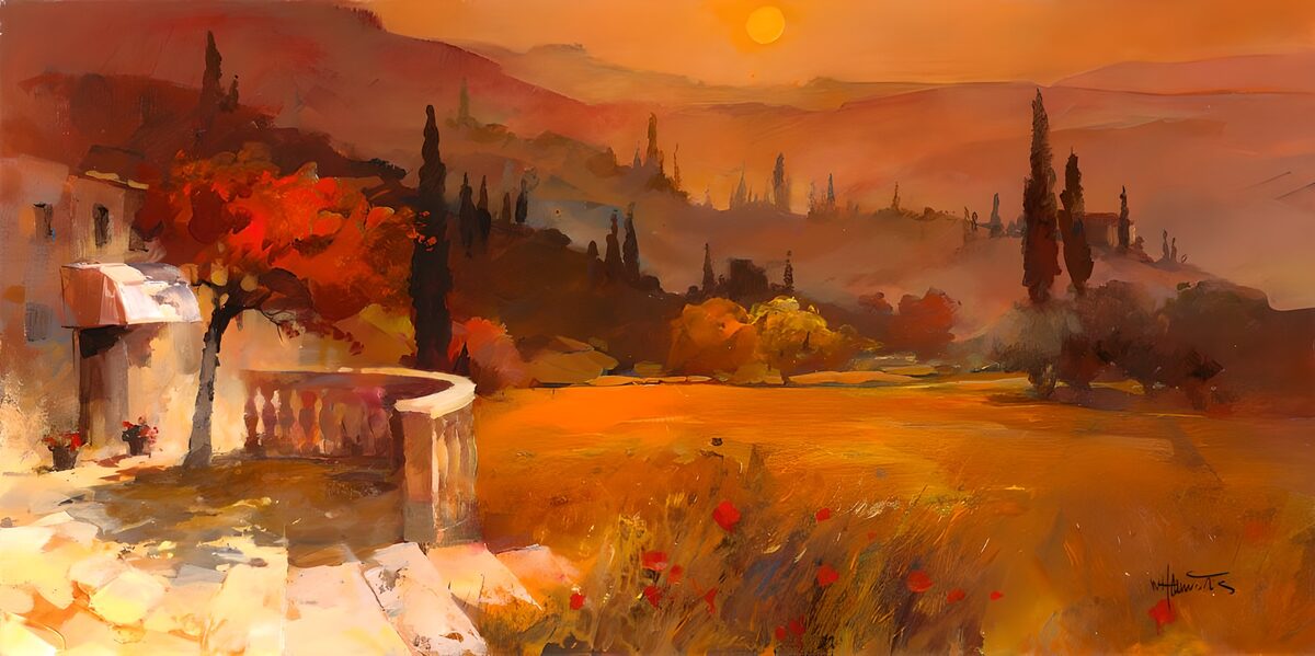 OCUK21356: Painted canvas Spanish landscape version 3