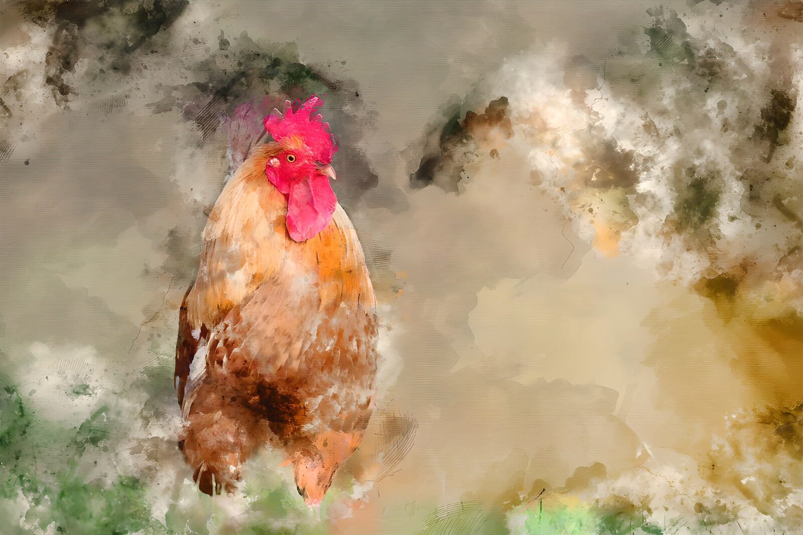 OCUK76121: Majestic Rooster in Artistic Colors