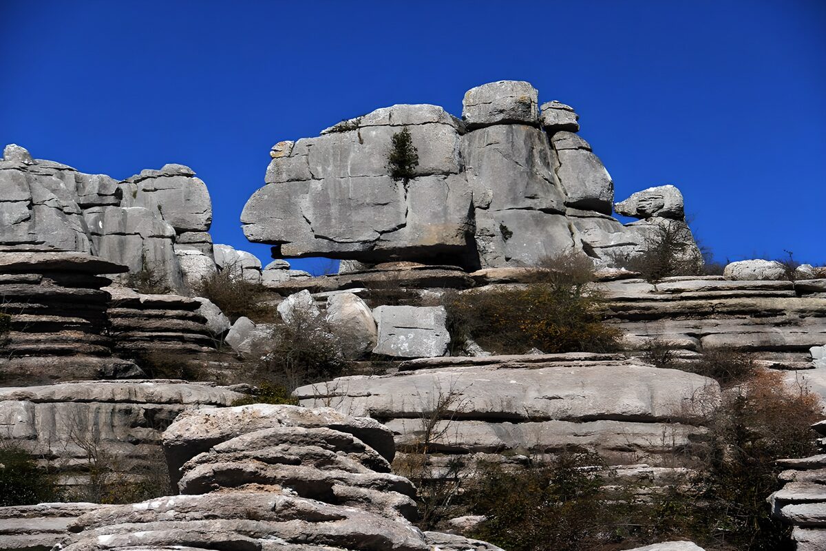 Natural Stone Formations Against Blue Sky