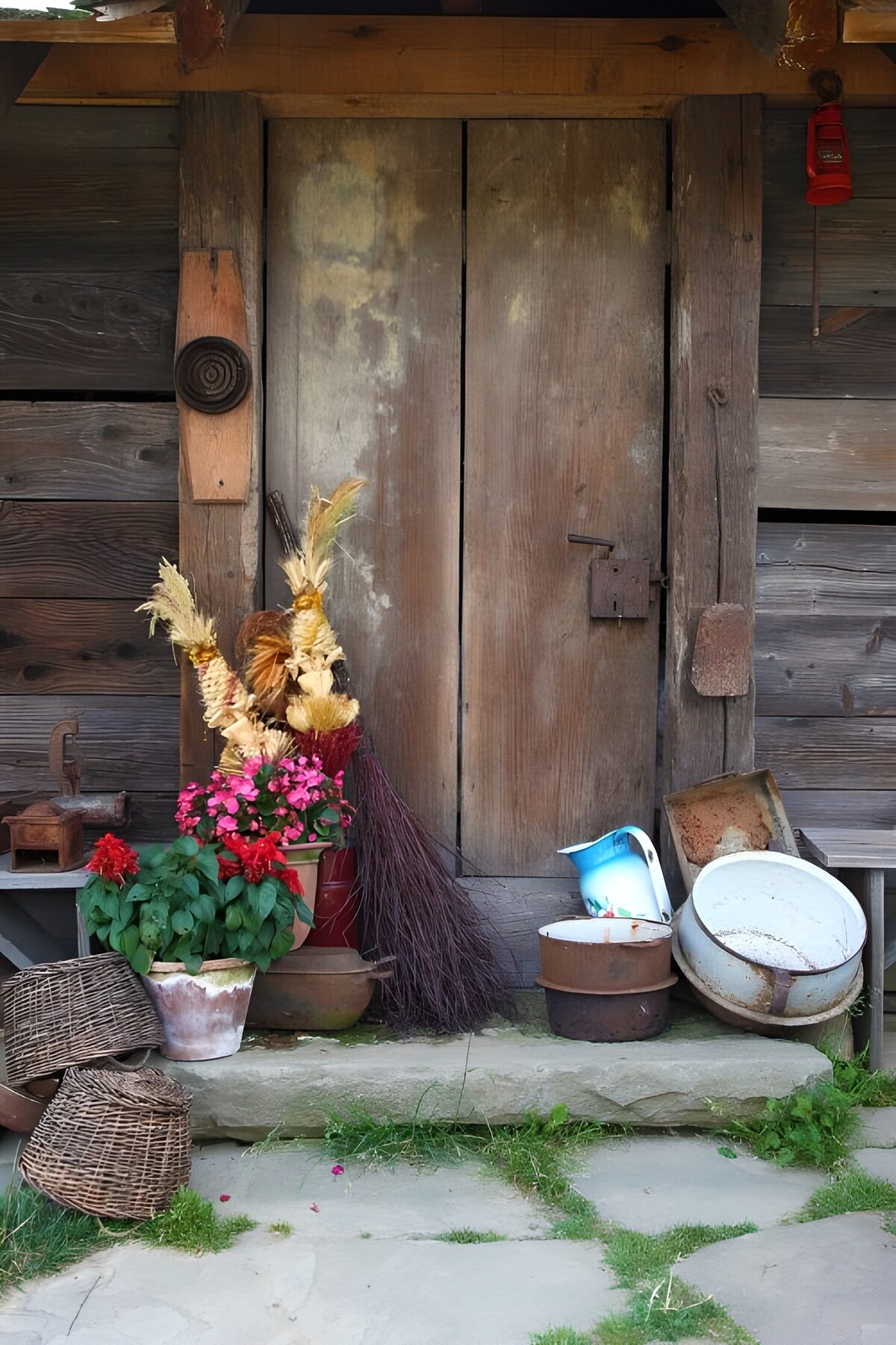 OCUK81253: Rustic Doorway with Garden Decor