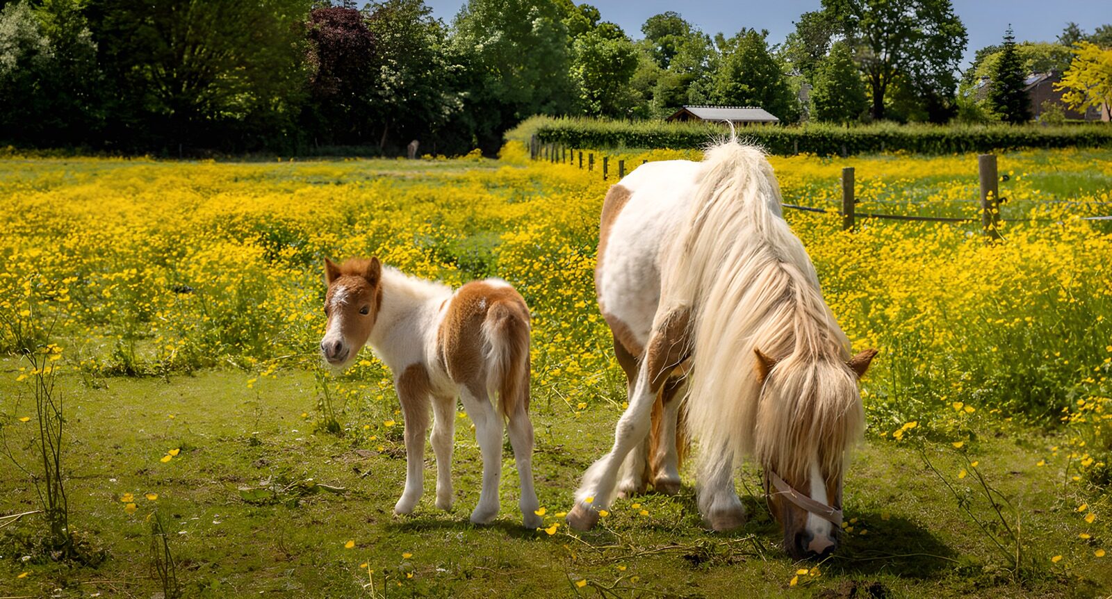 OCUK42338: Pony and Foal in Wildflower Meadow