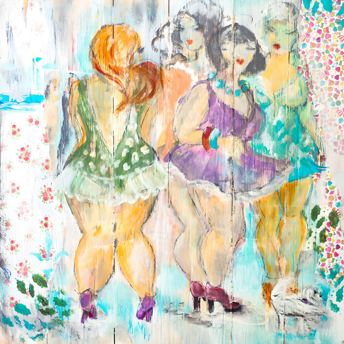 OCUK81359: Vibrant Figures in Colorful Dresses