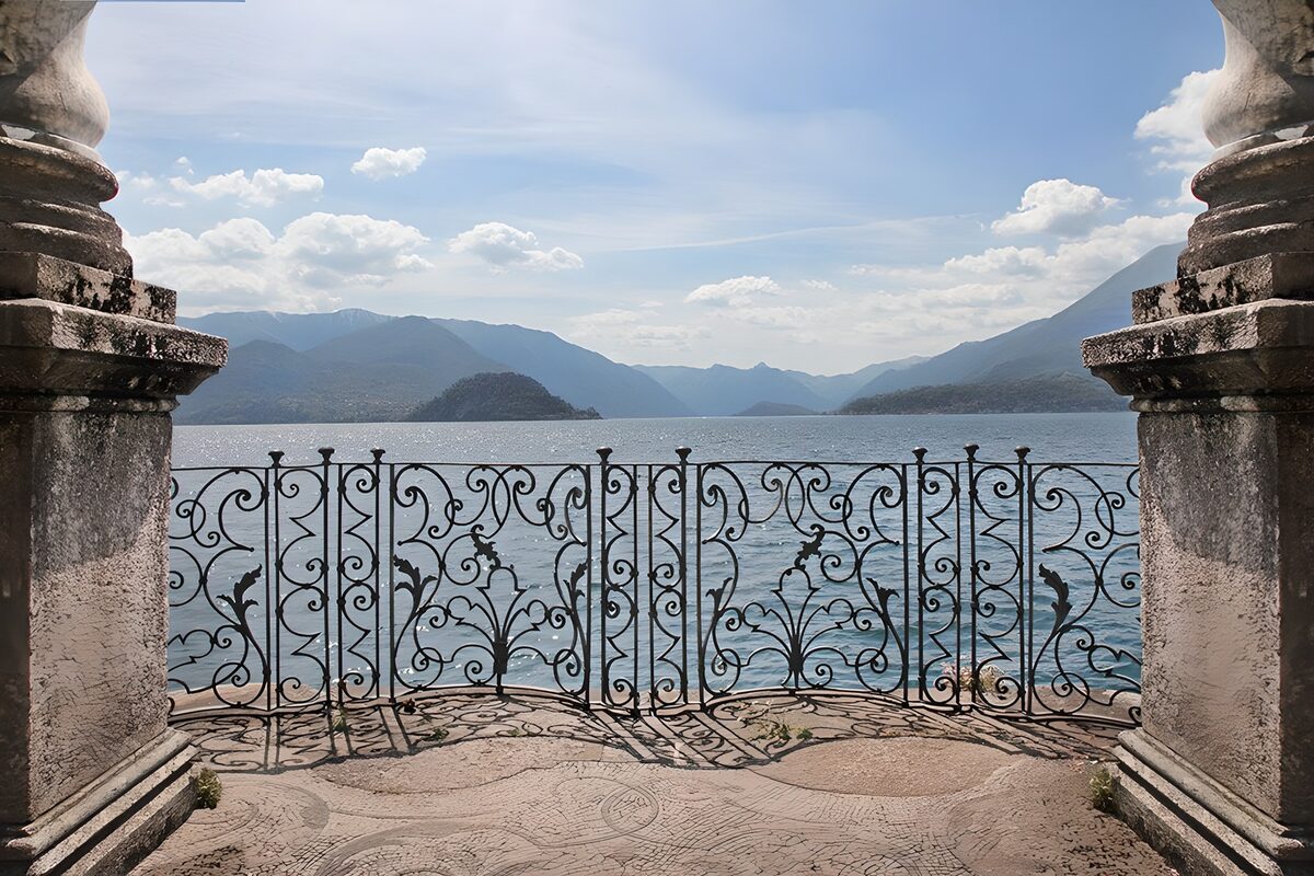 OCUK88921: Scenic Lake View with Ornate Railing