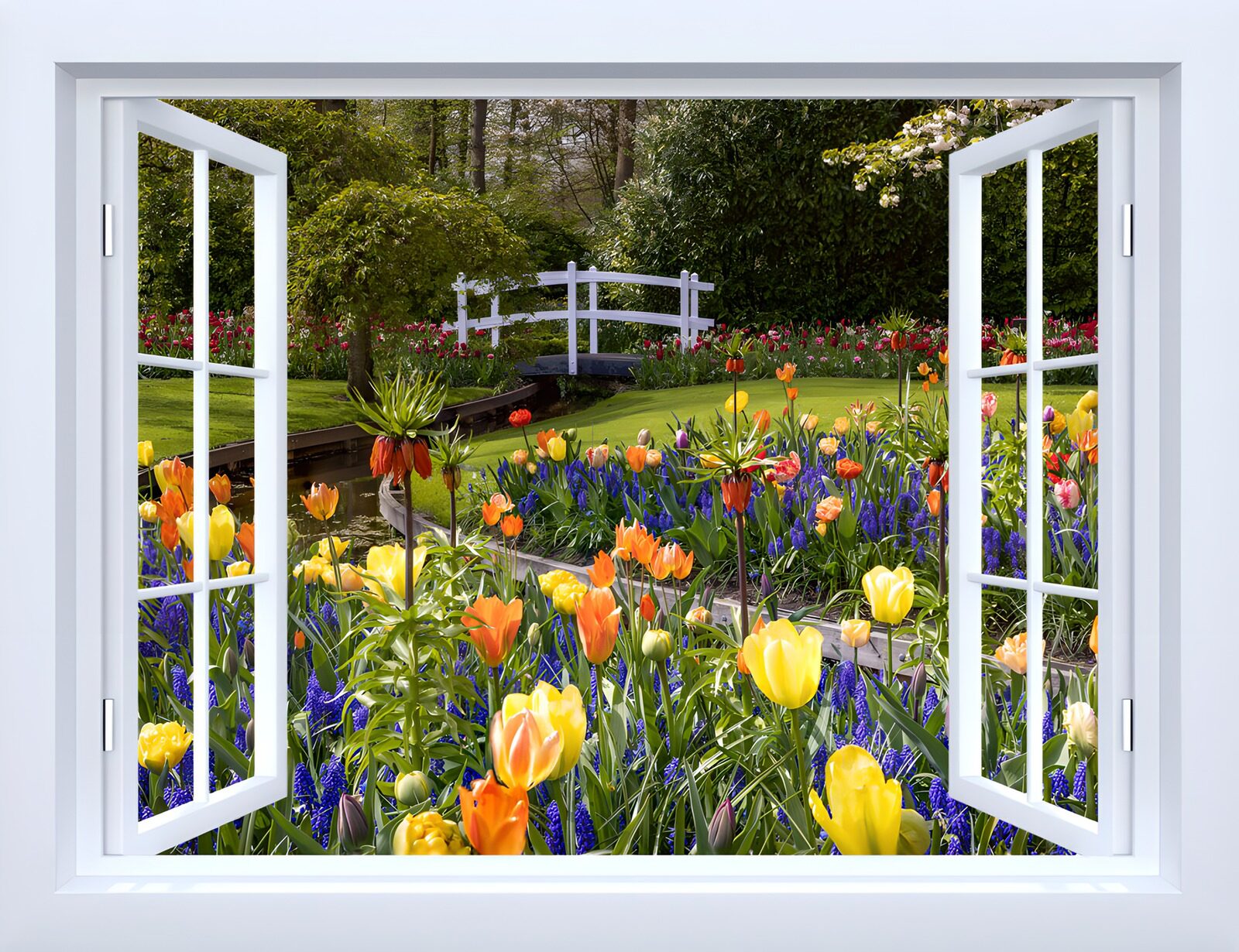 OCUK93008: Vibrant Garden View Through Open Windows