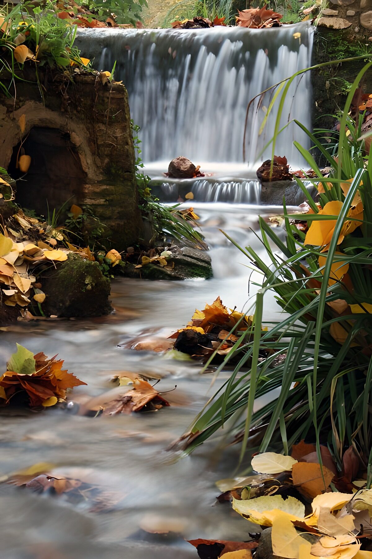 OCUK11224: Tranquil Stream with Autumn Foliage