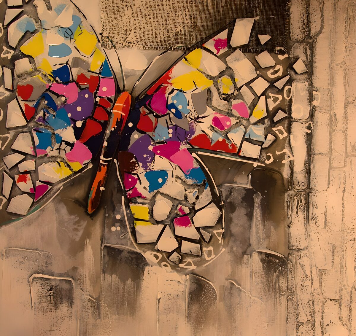 OCUK91999: Vibrant Mosaic Butterfly Art