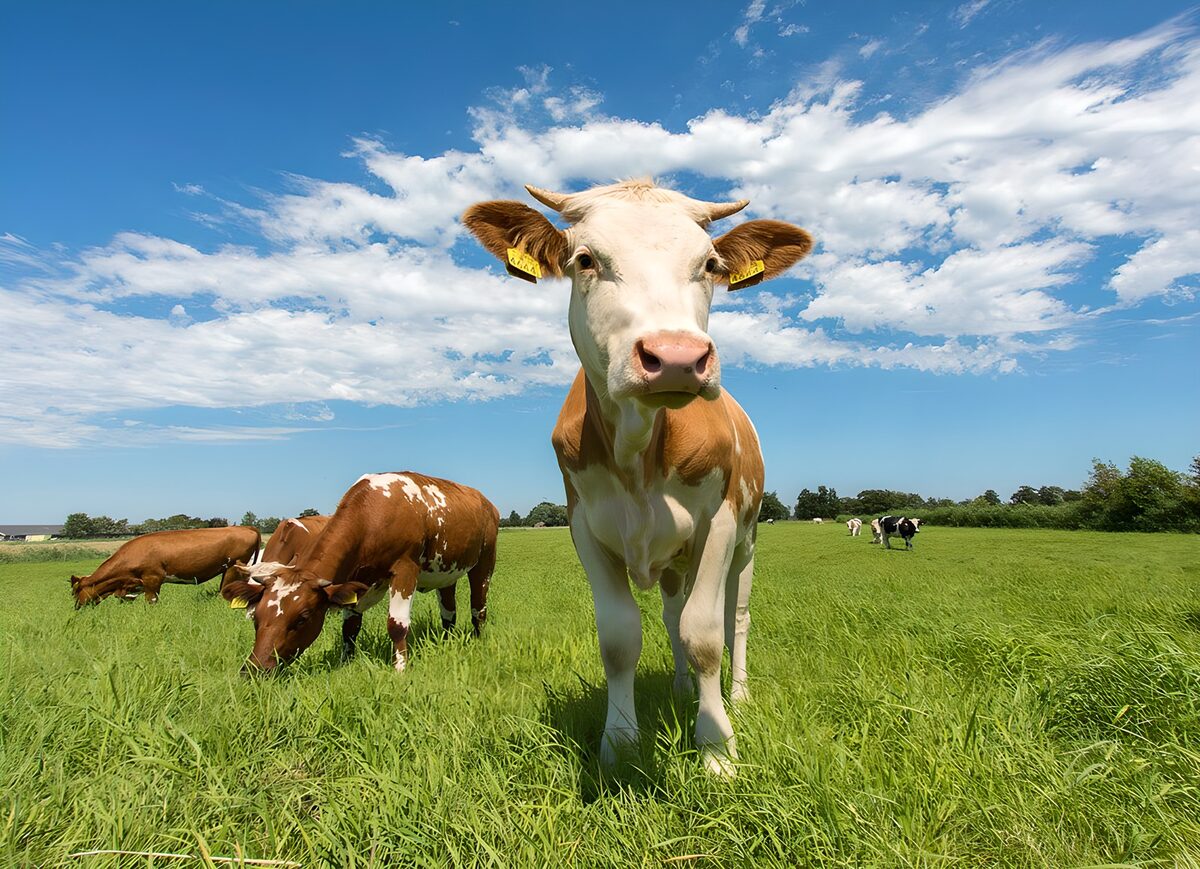 Waiting cow in the meadow