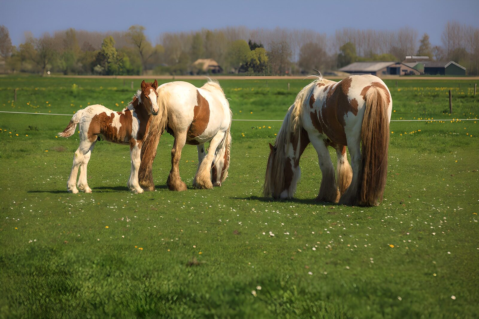 OCUK29037: Grazing Horses in a Sunny Field