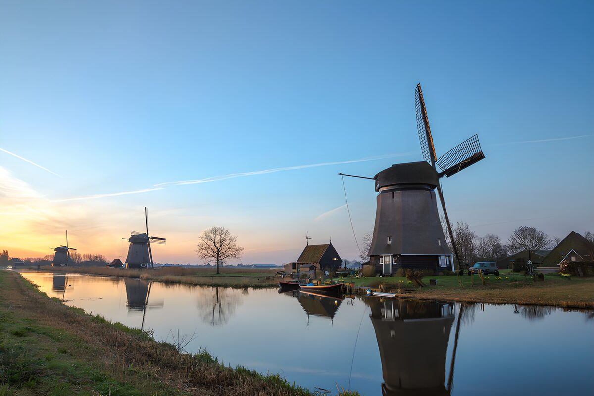OCUK78101: Dutch Windmills at Sunset