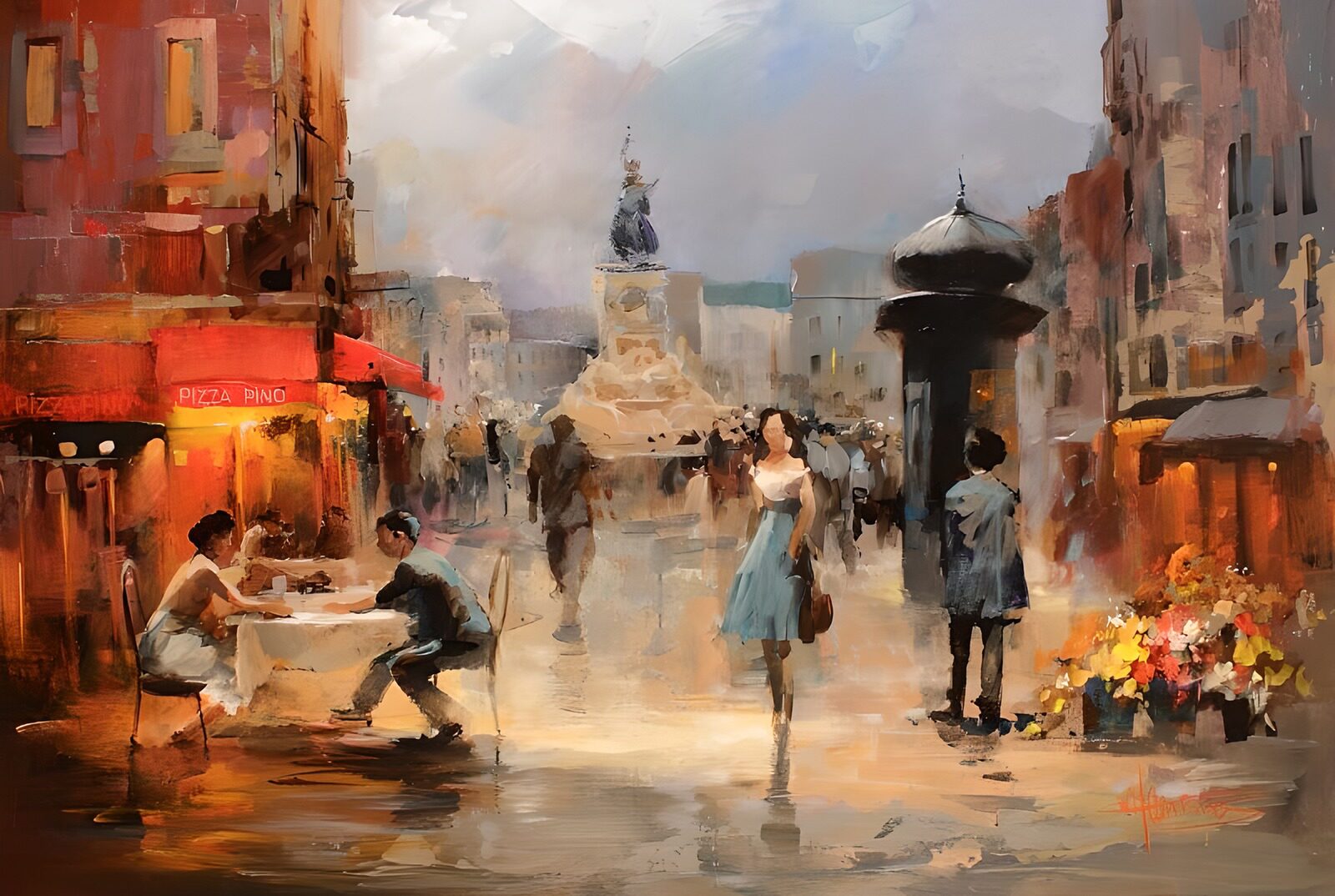 OCUK63647: Painted canvas ,Shopping street