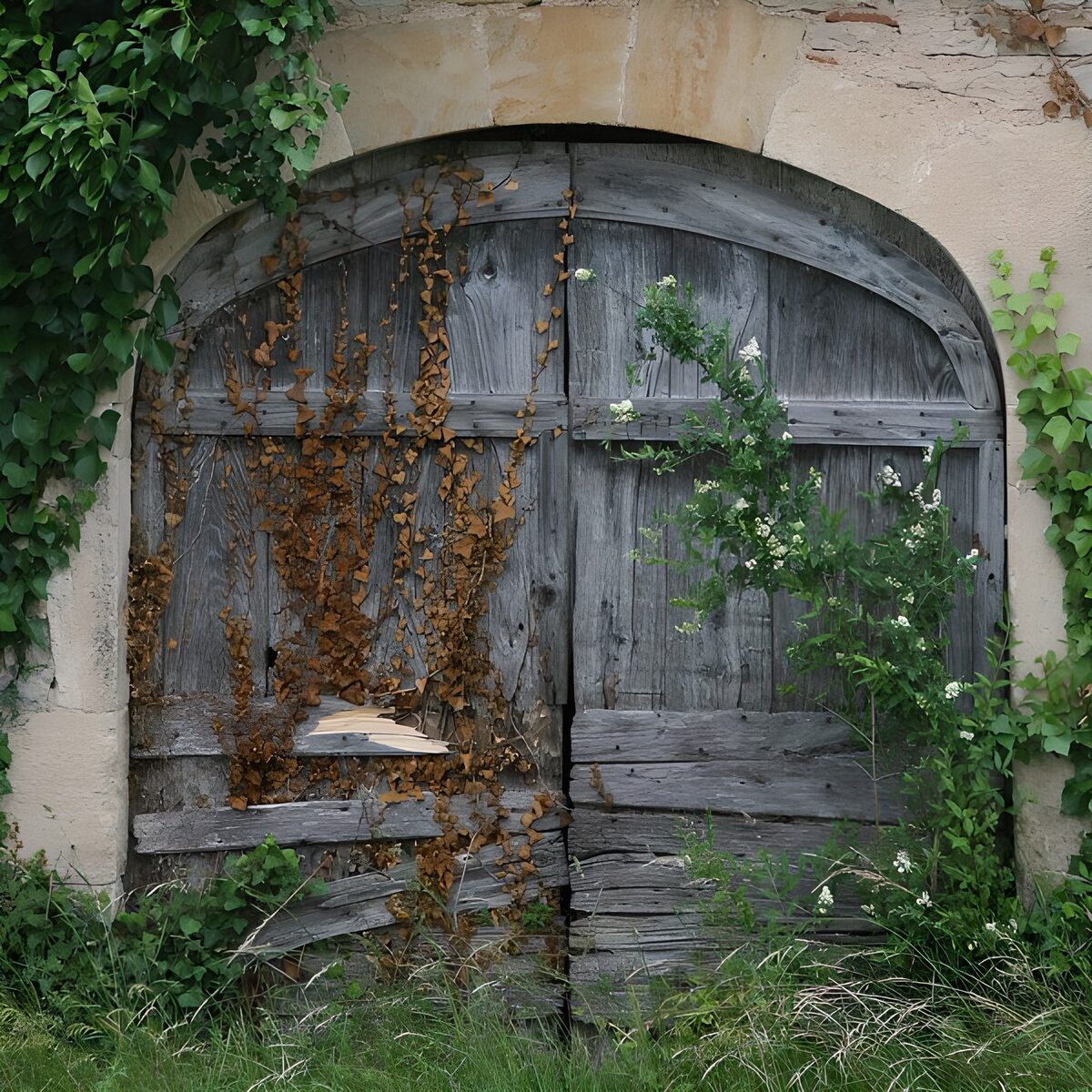 OCUK18449: Old French door with all round foliage version 1